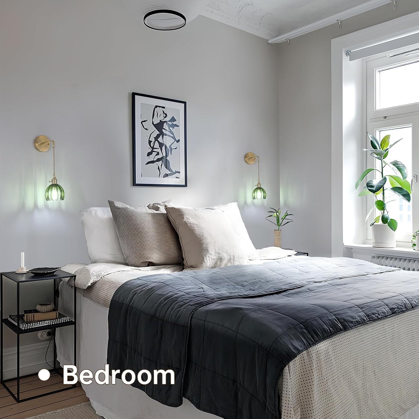 Set de 2 Lámparas de pared - Oro con Pantalla de Vidrio Tulipán Verde