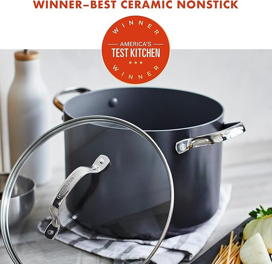 Olla Antiadherente de Cerámica 8 Qt con Tapa – GreenPan Valencia Pro