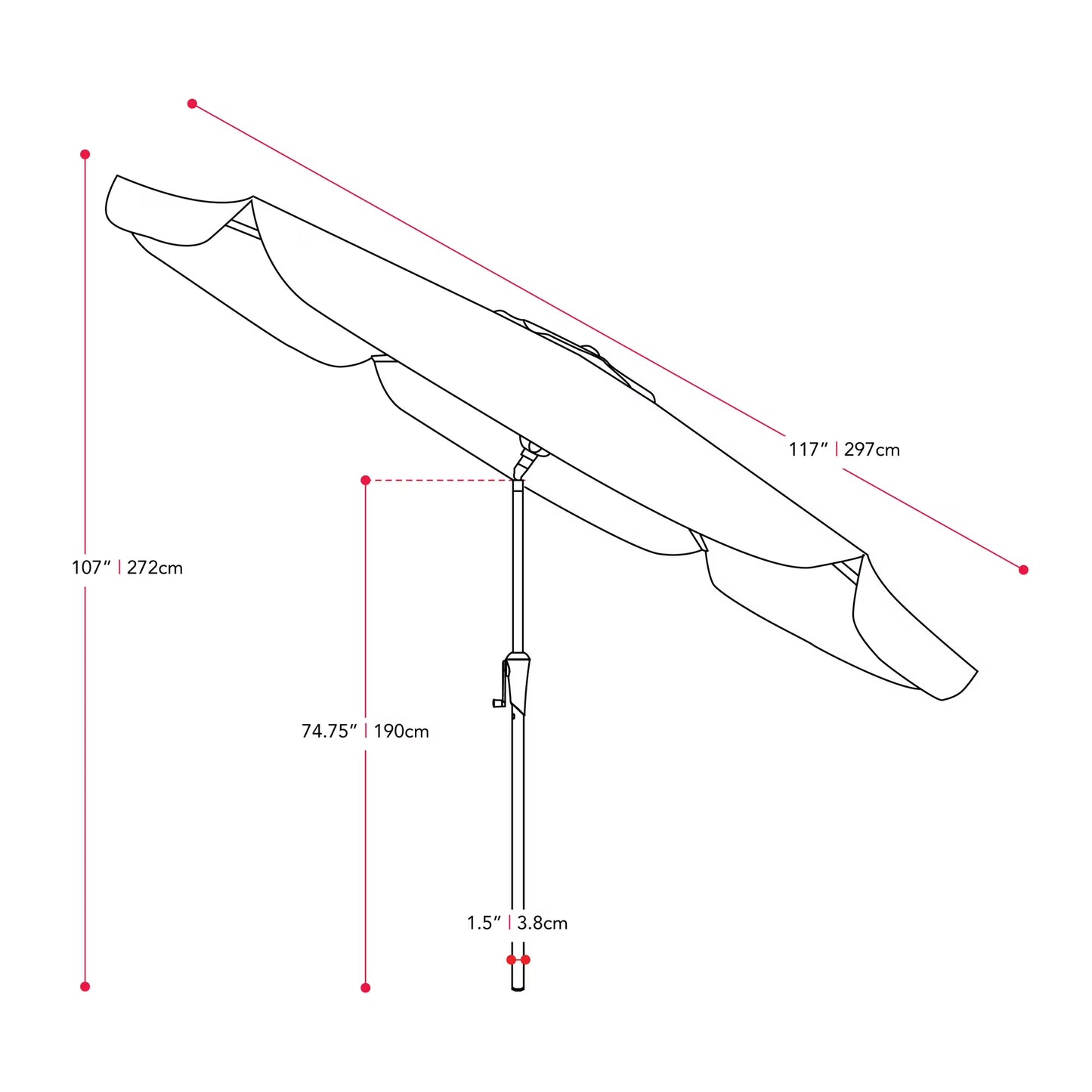 Sombrilla de Patio 3 m (10 ft) Inclinable con Protección UV | Parasol Exterior con Manivela y Ventilación