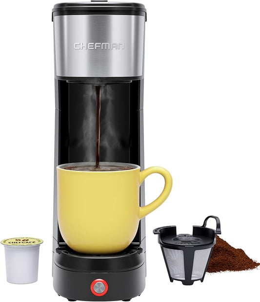 Cafetera Chefman Single Serve – Compatible con K-Cup y Café Molido, 6-12 oz