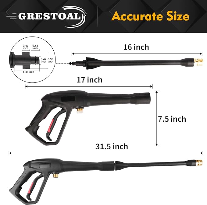 Pistola de lavado a presión con varilla de extensión de repuesto