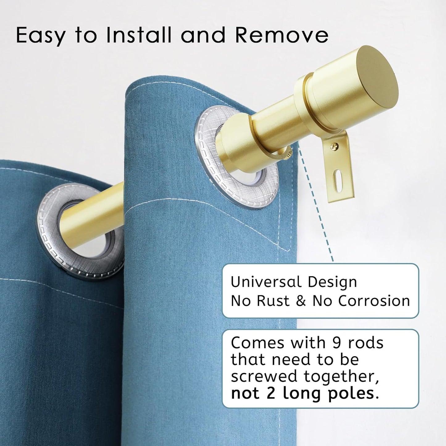 Barra para Cortina Ajustable 16–28 pulgadas Metálica Resistente | Soporta hasta 50 lb | Fácil Instalación – Byondeth
