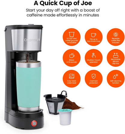 Cafetera Chefman Single Serve – Compatible con K-Cup y Café Molido, 6-12 oz