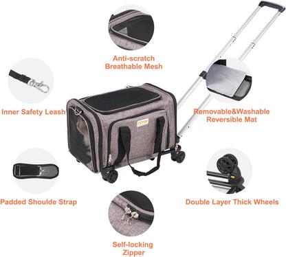 Transportador Expandible para Mascotas Aprobado por Aerolíneas – Con Ruedas