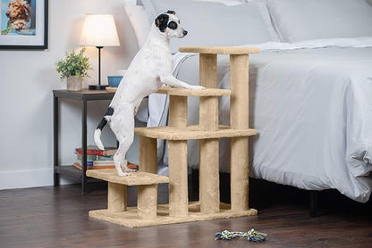 Escalera para Mascotas FurHaven Steady Paws de 4 Escalones – Superficie Suave y Antideslizante