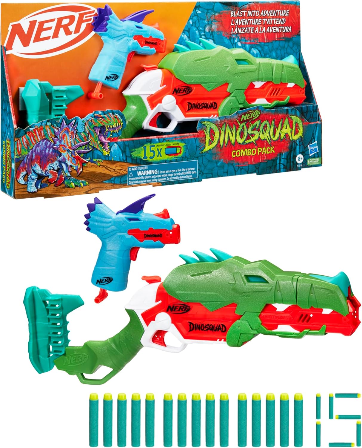 Nerf DinoSquad Combo Pack – Lanzador Motorizado + 15 Dardos Nerf