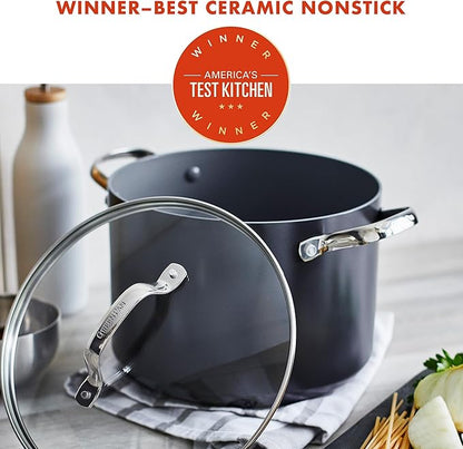 Olla Antiadherente de Cerámica 8 Qt con Tapa – GreenPan Valencia Pro