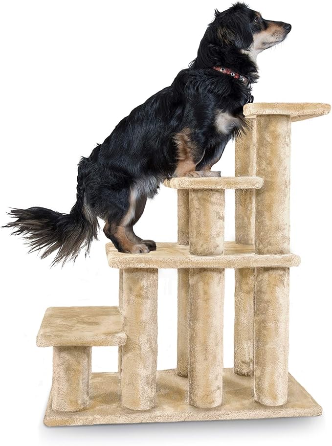 Escalera para Mascotas FurHaven Steady Paws de 4 Escalones – Superficie Suave y Antideslizante