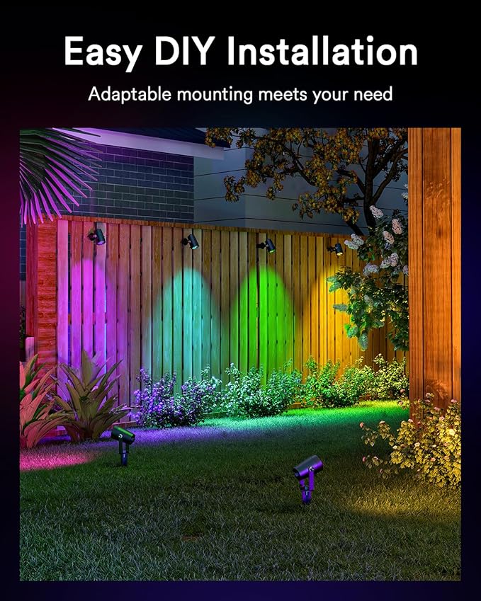 Luces de Jardín Inteligentes Lumary – Reflectores RGB Wi-Fi (6 Unidades)