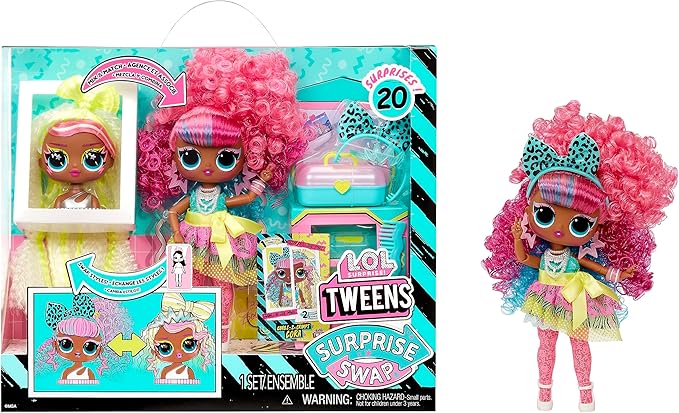 L.O.L. Surprise Tweens “Curls-2-Crimps” Cora – Muñeca Intercambiable con 20+ Sorpresas