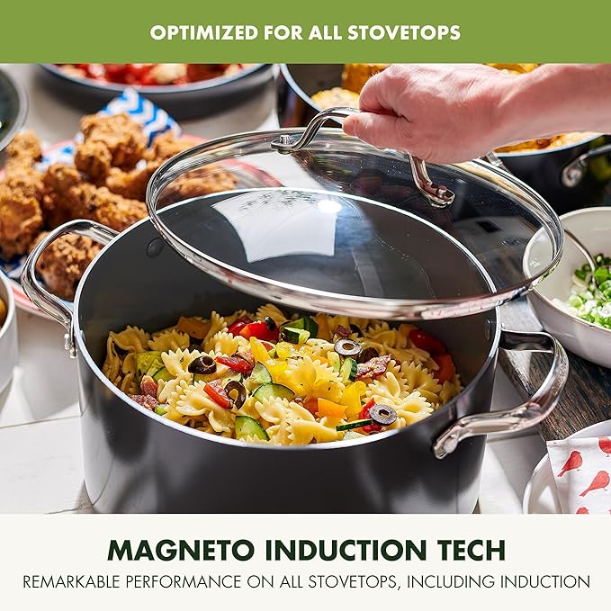 Olla Antiadherente de Cerámica 8 Qt con Tapa – GreenPan Valencia Pro