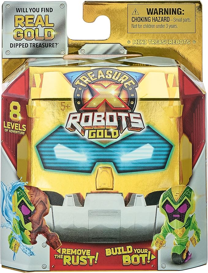 Treasure X Robots Gold – Juguete de Aventura con Mini Robot Sorpresa y Tesoro Dorado