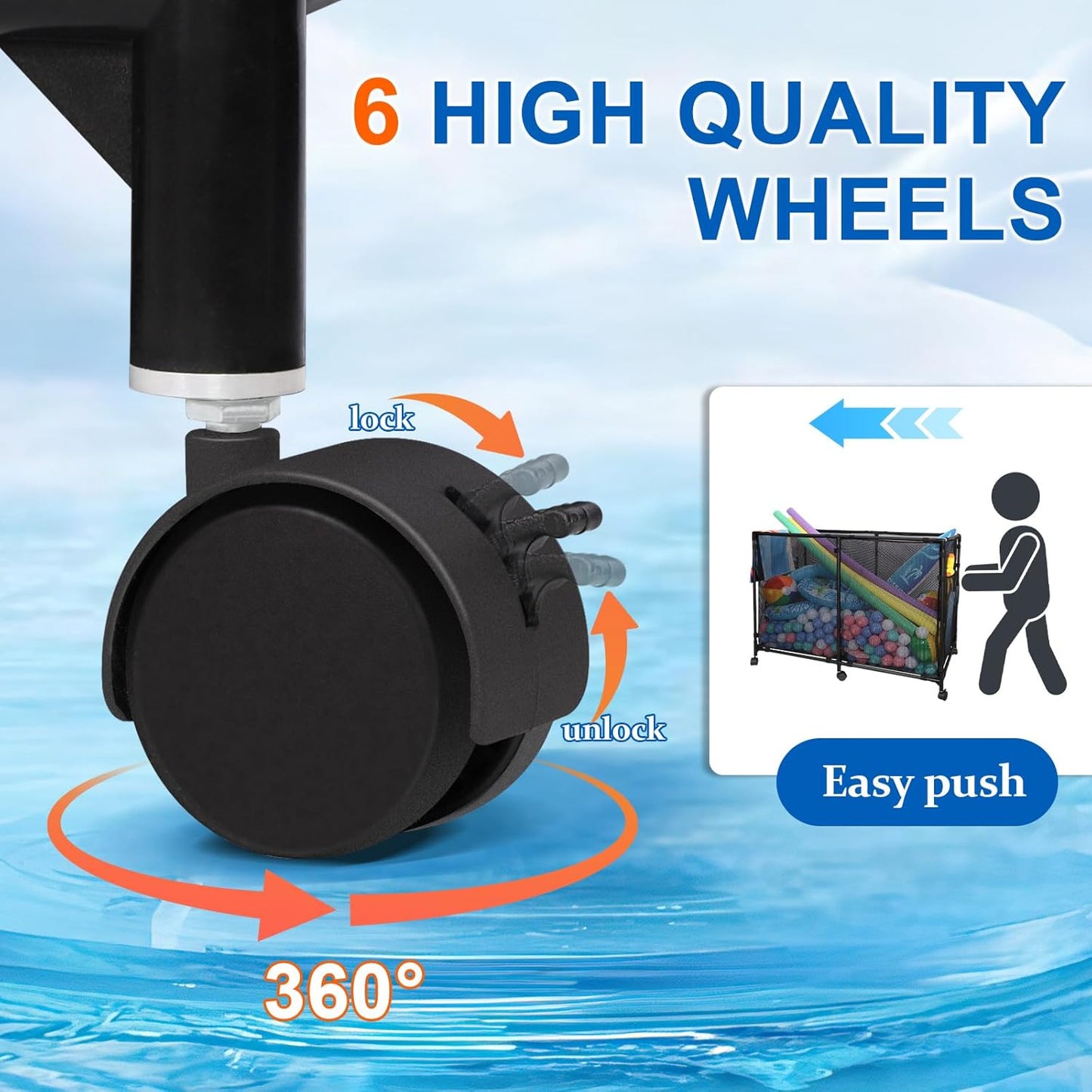 Organizador de Exterior Arejonner 152 gal – Ruedas 360°, Malla UV y Almacenaje Grande para Patio/Piscina