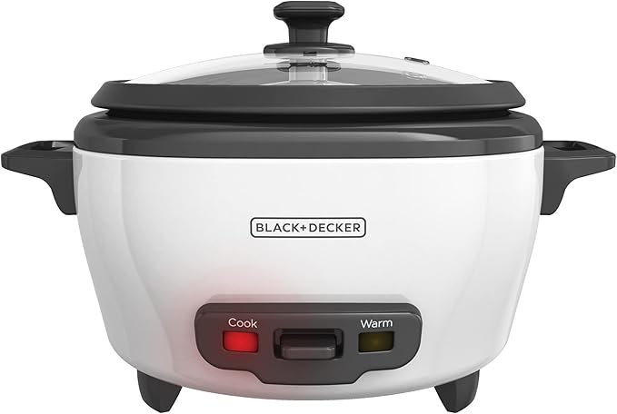 Olla Arrocera Eléctrica BLACK+DECKER RC506 – Capacidad 6 Tazas Servidas / 3 Tazas Crudas, Cesta de Vapor y Recipiente Antiadherente