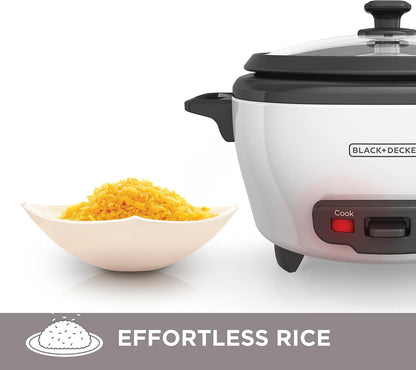 Olla Arrocera Eléctrica BLACK+DECKER RC506 – Capacidad 6 Tazas Servidas / 3 Tazas Crudas, Cesta de Vapor y Recipiente Antiadherente