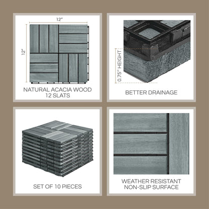 Baldosas Entrelazables para Exterior – Kit 10 Piezas Waterproof para Patio, Terraza y Piscina