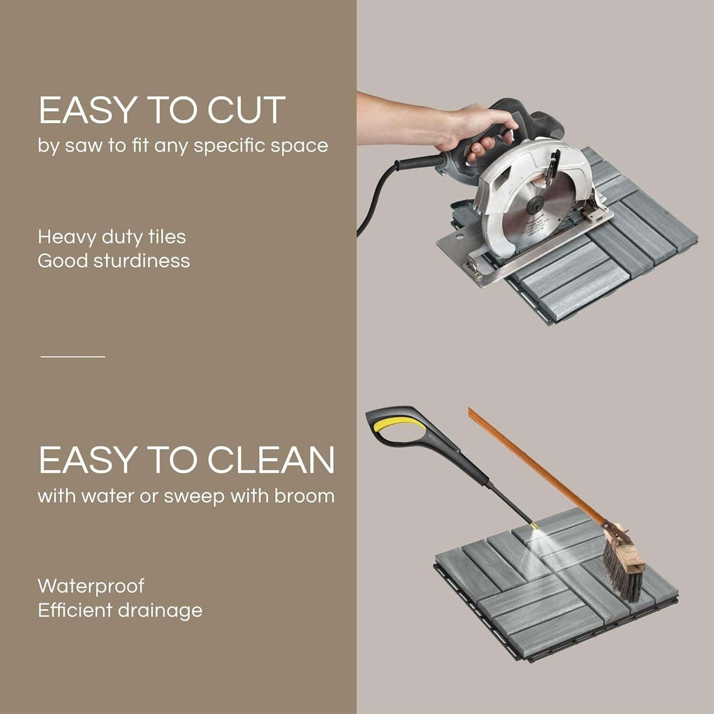 Baldosas Entrelazables para Exterior – Kit 10 Piezas Waterproof para Patio, Terraza y Piscina