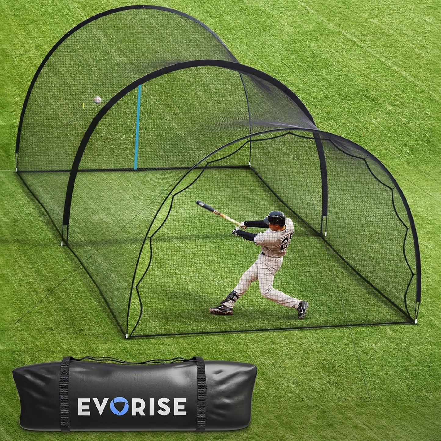 Jaula de bateo Evorise 6,70 m × 3,66 m × 2,74 m – marco reforzado con postes de 14 mm