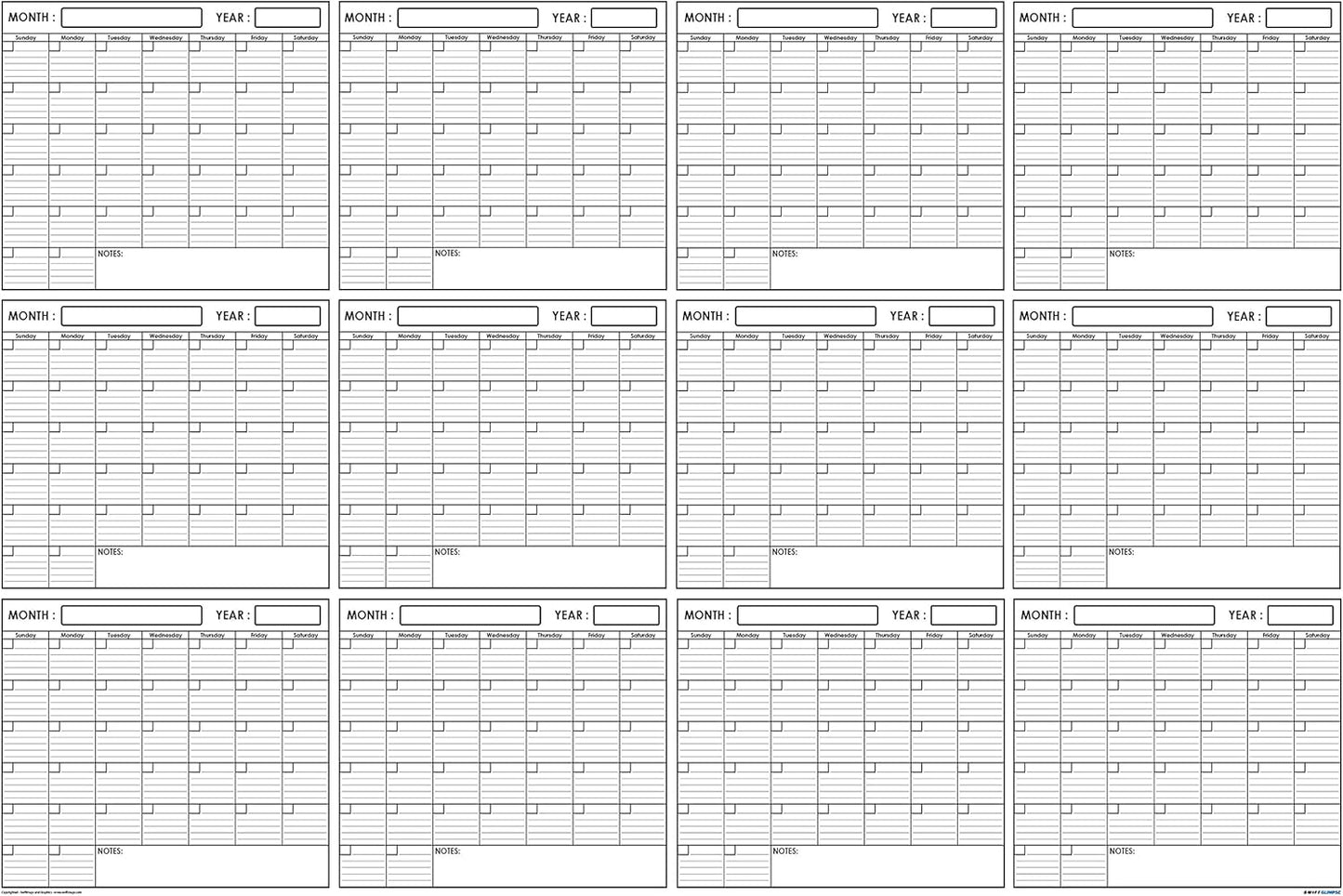 Calendario Pared 91 × 122 cm Reutilizable “SwiftGlimpse” – Laminado Borrable para Oficina o Hogar