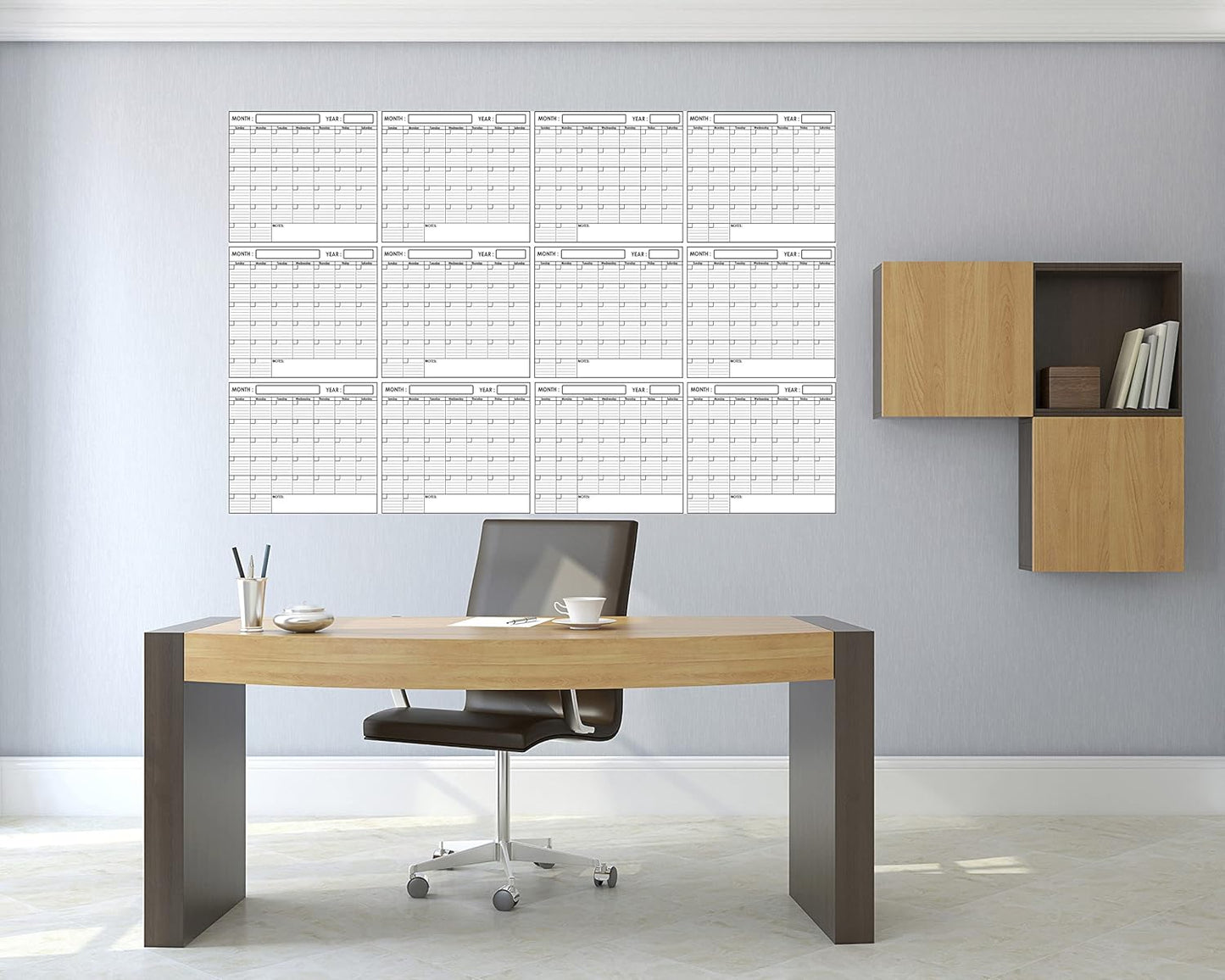 Calendario Pared 91 × 122 cm Reutilizable “SwiftGlimpse” – Laminado Borrable para Oficina o Hogar