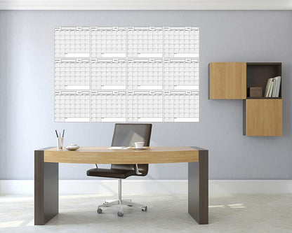 Calendario Pared 91 × 122 cm Reutilizable “SwiftGlimpse” – Laminado Borrable para Oficina o Hogar
