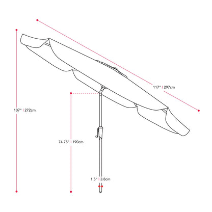 Sombrilla de Patio 3 m (10 ft) Inclinable con Protección UV | Parasol Exterior con Manivela y Ventilación