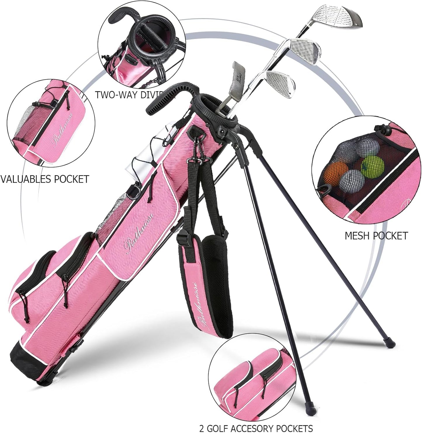 Bolsa de Golf de Pie RUTHNISSI Lightweight Stand Bag – Diseño Ergónomico con Correa Acolchada