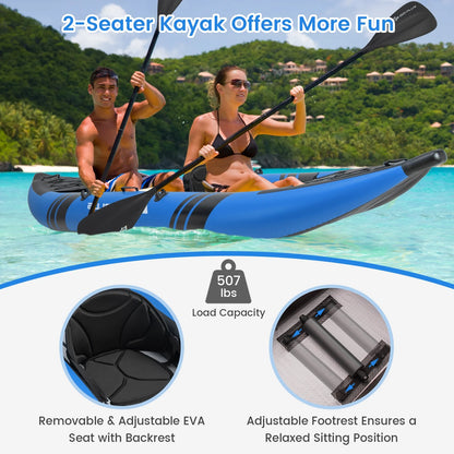 Kayak inflable para 2 personas Goplus – 3,81 m largo × 0,94 m ancho × 0,41 m alto, capacidad 230 kg