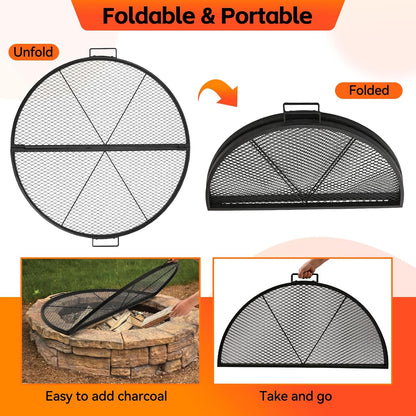 Parrilla Plegable para Fogata “X-Marks” METORICO – Acero Reforzado, Asa de Transporte, Ideal Camping & Backyard BBQ