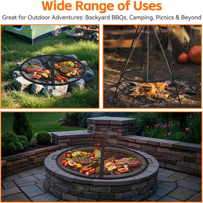 Parrilla Plegable para Fogata “X-Marks” METORICO – Acero Reforzado, Asa de Transporte, Ideal Camping & Backyard BBQ