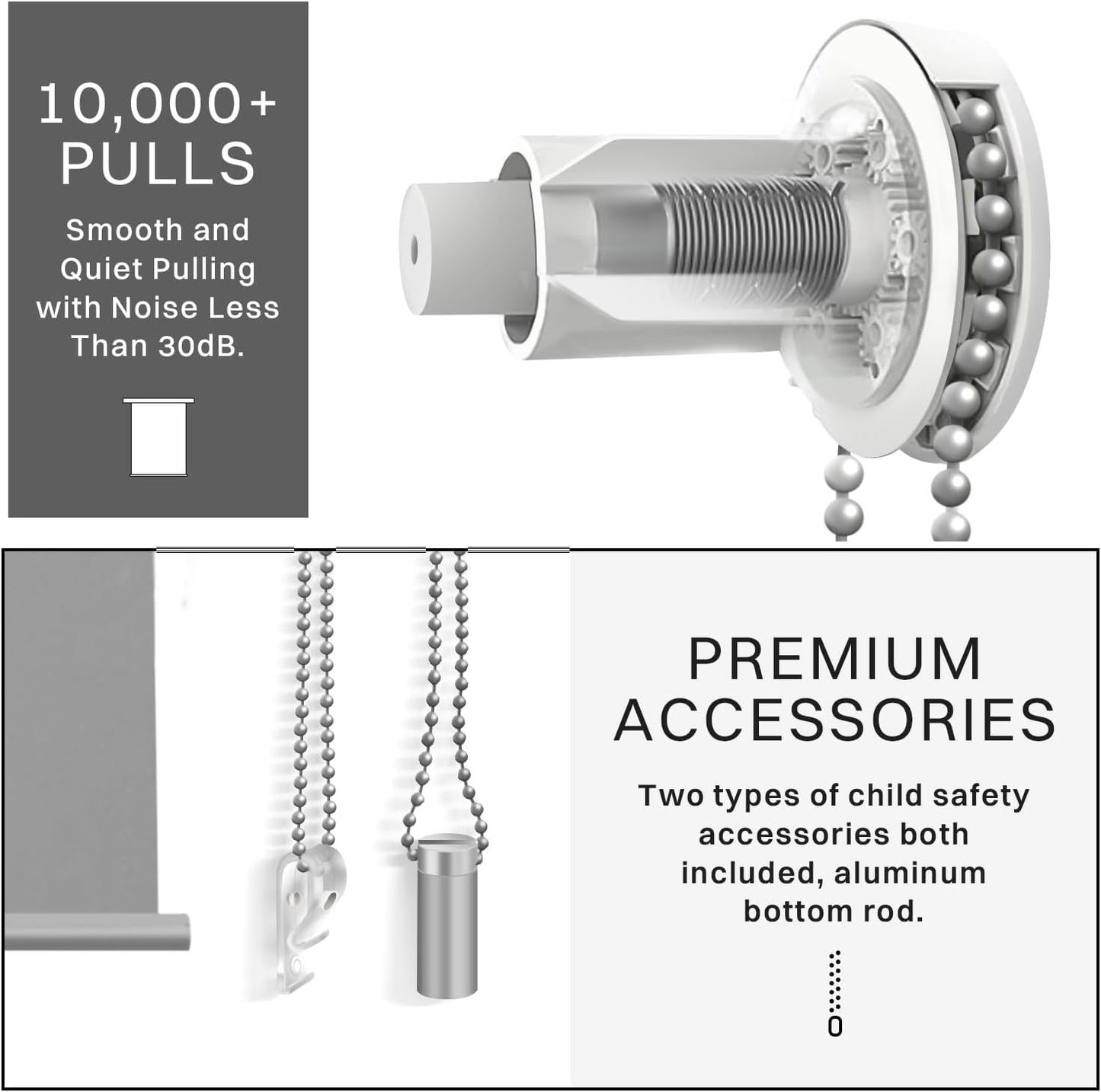 Persiana Enrollable Higiénica 100 % Sin Cordón – Protección Opaca Extraíble para Ventanas