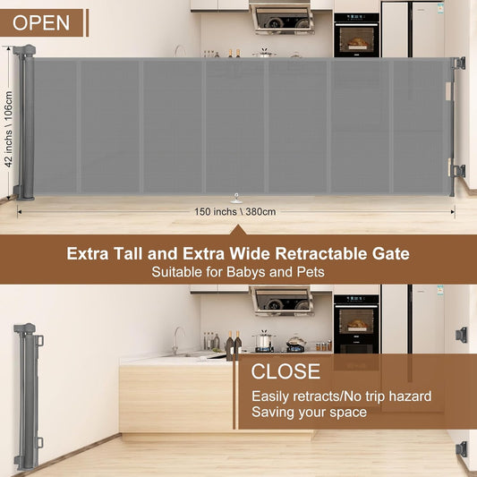 Portón retráctil ultra-ancho hasta 3.81 m con diseño reforzado