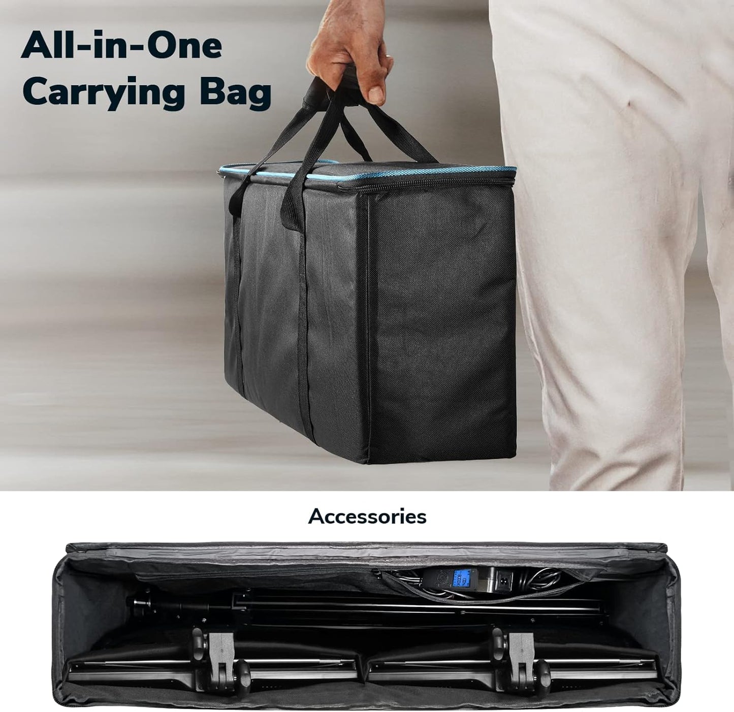 Set e Iluminación LED Dazzne D50 – Bi-Color 3000-8000 K, Panel de 15.4″, Control Remoto y Tripié Incluidos