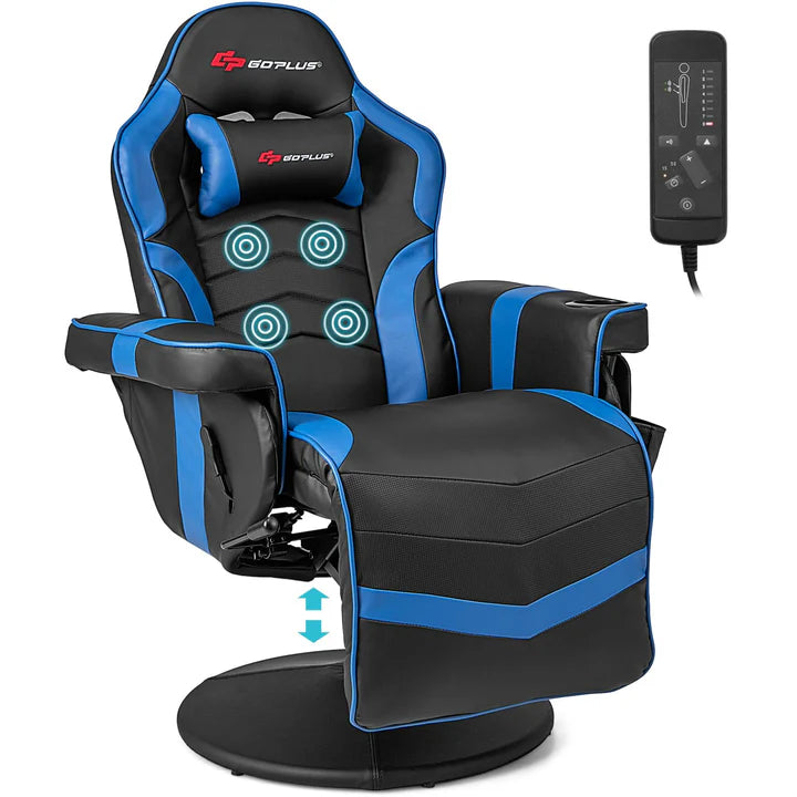 Silla gamer GOPLUS ajustable con masajeador y reposapiés retráctil