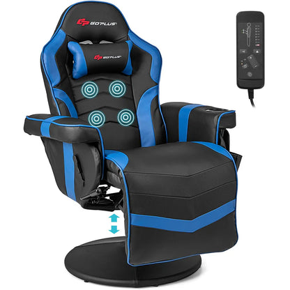 Silla gamer GOPLUS ajustable con masajeador y reposapiés retráctil