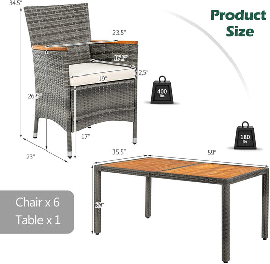 Juego de 4 sillas Costway de madera de acacia y ratán (Solo sillas)