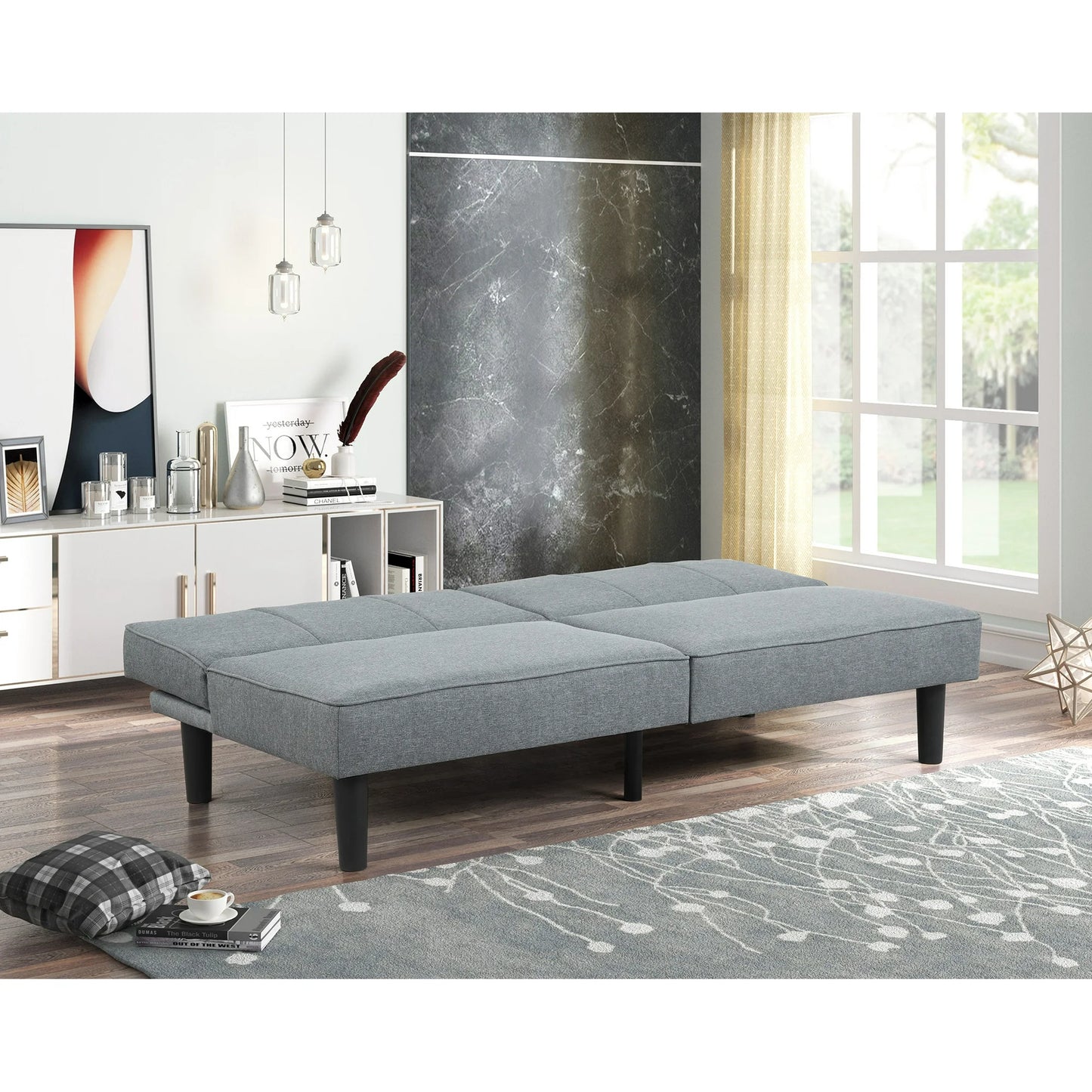 Sofa cama tipo futón gris