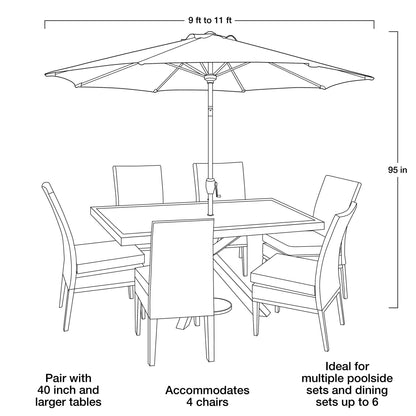 Sombrilla de terraza redonda 9 ft (≈ 2,7 m) con manivela y función inclinable – Mainstays Stone